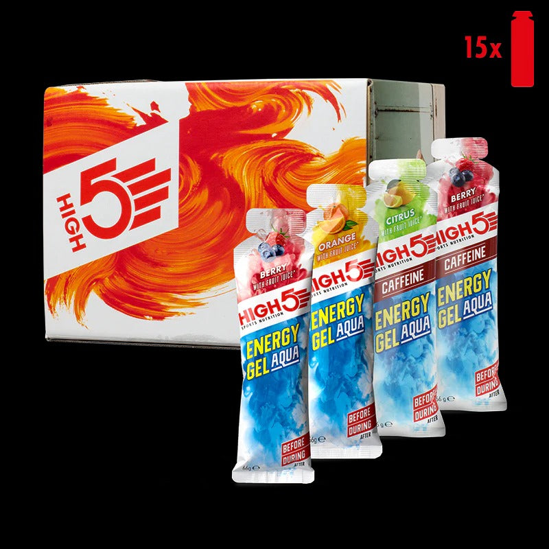 Packung Energie-Gel HIGH5 ENERGY GEL Aqua (15x 66g) Mix Geschmacksrichtungen