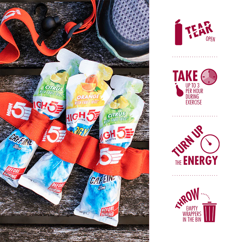Packung Energie-Gel HIGH5 ENERGY GEL Aqua (15x 66g) Mix Geschmacksrichtungen