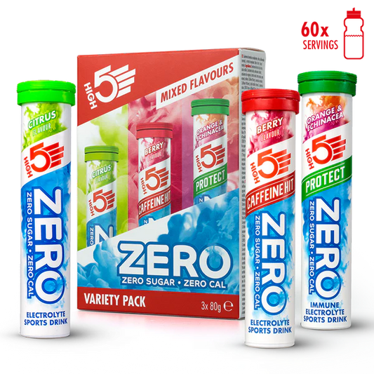 Pack 3x20 Pastilles HIGH5 ZERO VARIETY PACK Fruits Rouge Cafeine/Citron/Orange