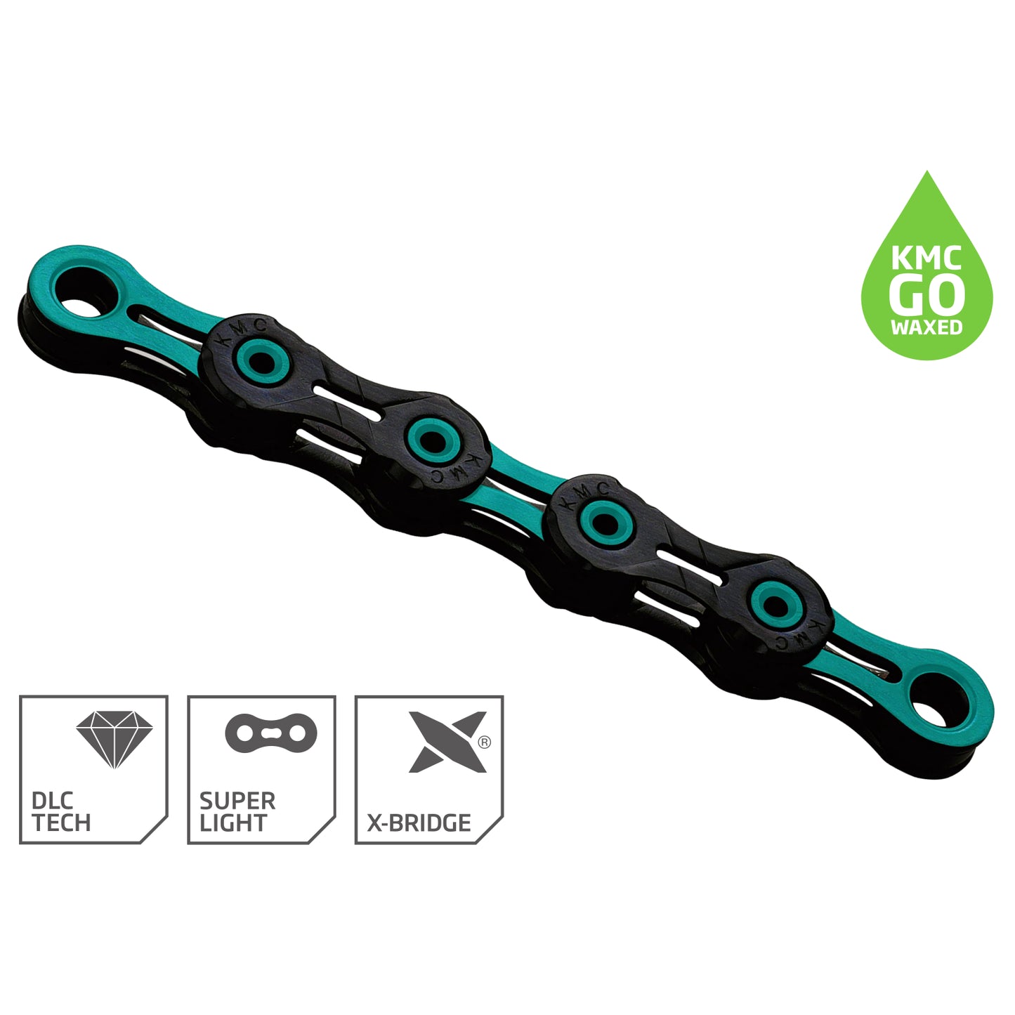 Chaîne 11V KMC DLC11 Waxed Noir/Céleste