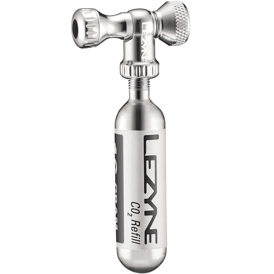 CO₂-Auslöser LEZYNE CONTROL DRIVE + CO₂-Kartusche mit Gewinde, 16 g (1 Stück), Silber
