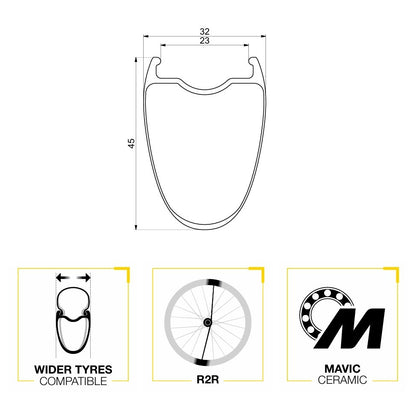 Paire de Roues MAVIC COSMIC ULTIMATE 45 DISC Tubeless Ready (Center Lock)