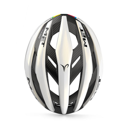 Rennhelm MET TRENTA 3K CARBON - Limitierte Auflage Tadej Pogacar World Champion Rainbow