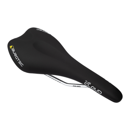 BURGTEC THE CLOUD MK2 Sattel mit Cro-Mo-Gestell in Schwarz — Dreiviertelansicht