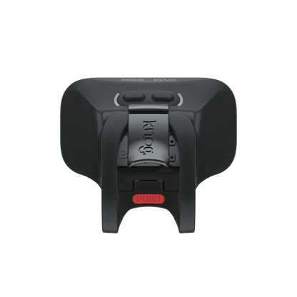 KNOG BLINDER ROAD 400 Frontleuchte — USB-Anschluss und Halterung