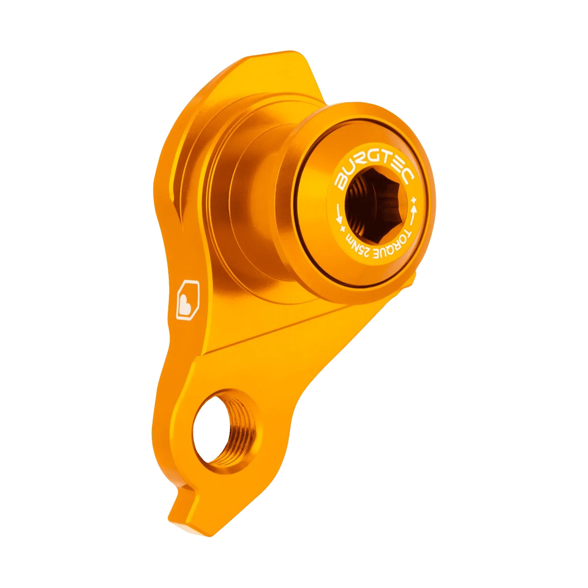 Patte de Dérailleur BURGTEC UDH Orange — vue produit sur fond blanc