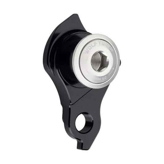 Patte de Dérailleur WOLFTOOTH UDH Raw Silver — vue produit sur fond blanc