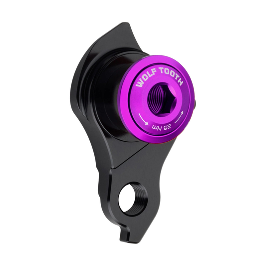 Patte de Dérailleur WOLFTOOTH UDH Ultraviolet Purple — vue produit sur fond blanc