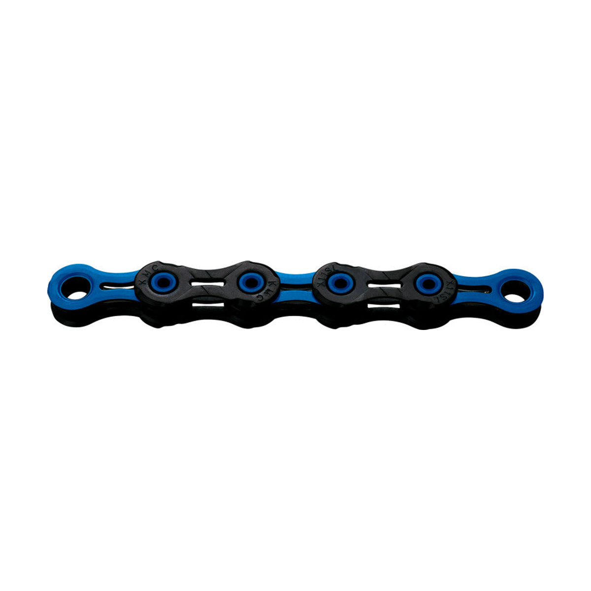 Chaîne 11V KMC DLC11 Waxed Noir/Bleu Ciré — photo produit sur fond blanc