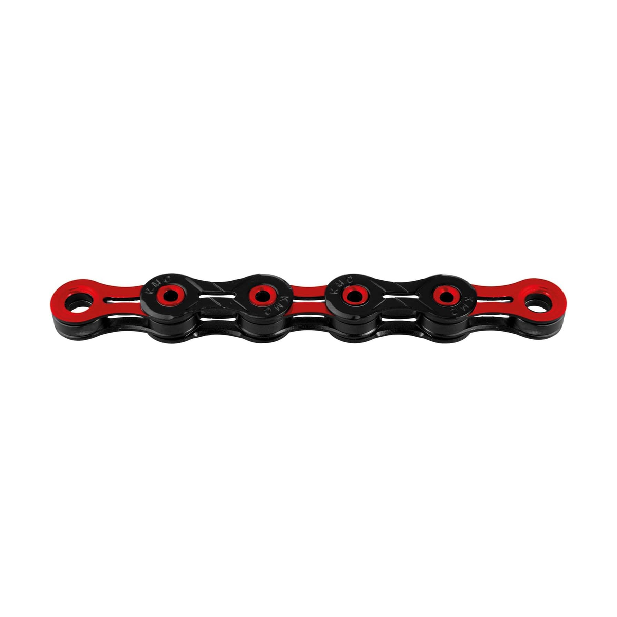 KMC 10-fach-Kette DLC10 Schwarz/Rot — Produktfoto auf weißem Hintergrund