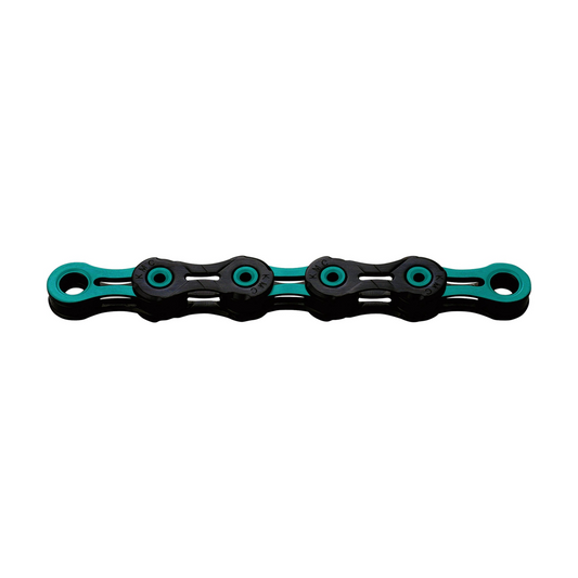 Chaîne 11V KMC DLC11 Waxed Noir/Céleste — photo produit sur fond blanc