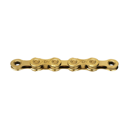 KMC X12 12-fach-Kette Waxed Ti-N Gold — Produktfoto auf weißem Hintergrund
