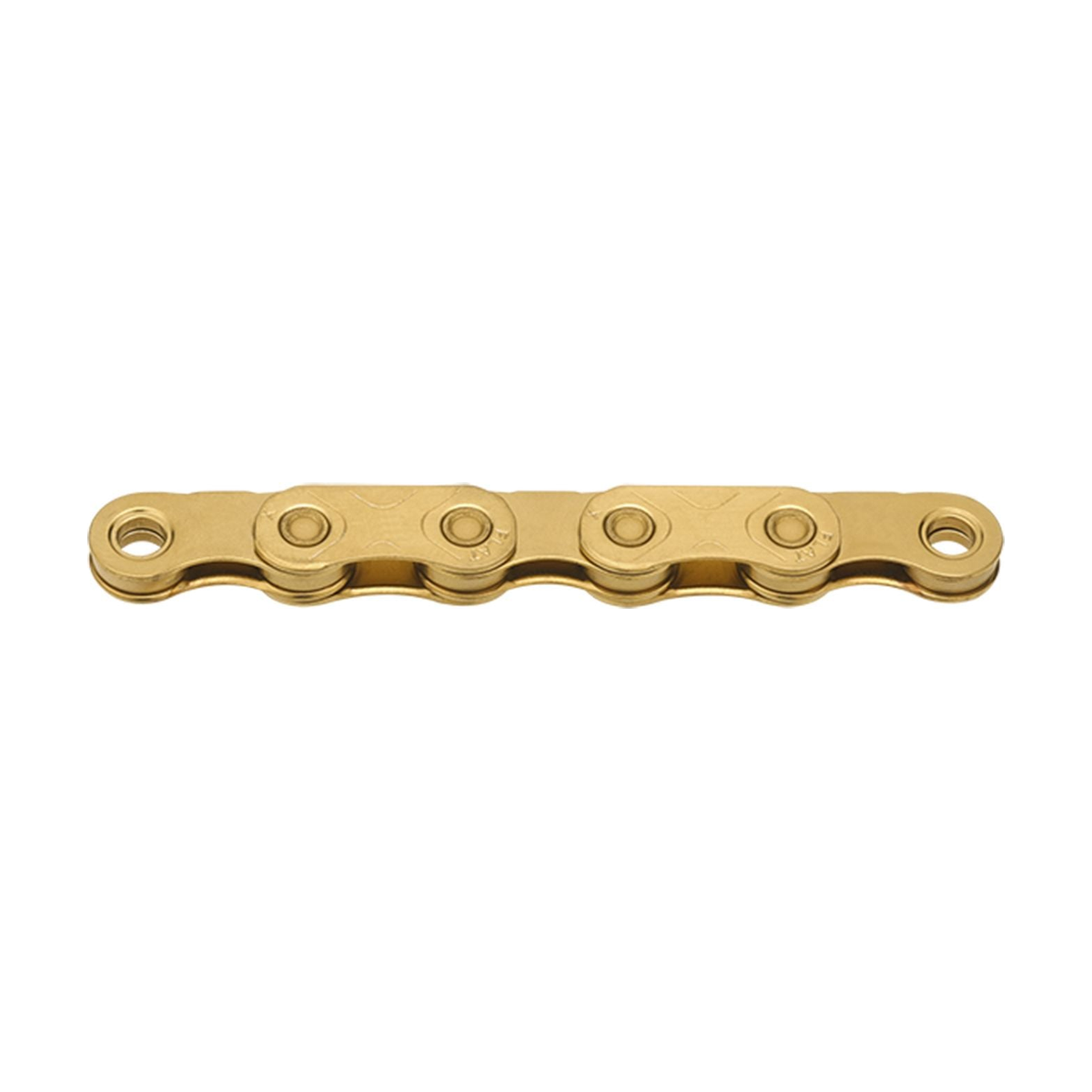KMC X FLAT 12-/13-fach-Kette Waxed Ti-N Gold — Produktfoto auf weißem Hintergrund