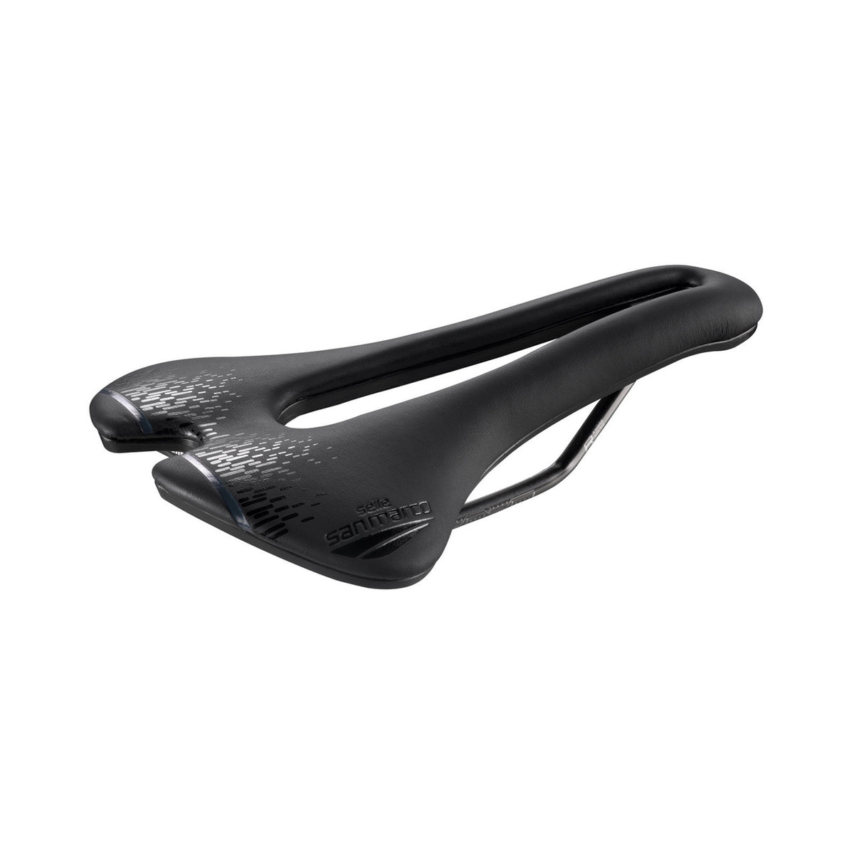 Selle SAN MARCO ASPIDE SHORT OPEN-FIT RACING L3 Largeur 155mm Rails Acier Xsilite Noir — vue complémentaire