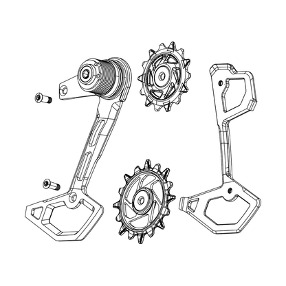 Galets et chape SRAM Eagle T-Type — schéma d'origine sur fond blanc