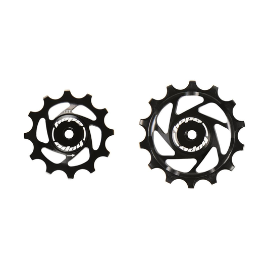 Galets de Dérailleur Arrière 12V HOPE Sram 12/14 Dents Noir — pièce sur fond blanc