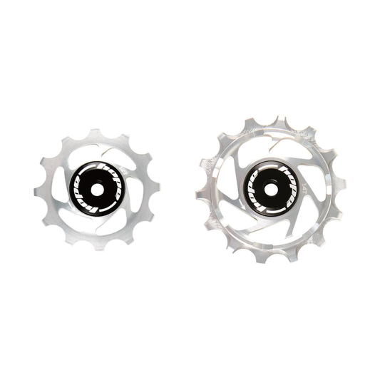 Galets de Dérailleur Arrière 12V HOPE Sram 12/14 Dents Argent — pièce sur fond blanc