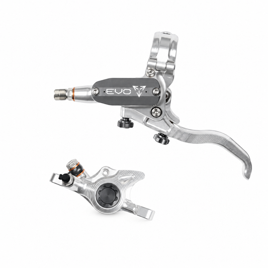 Frein HOPE TECH 4 EVO X2 PM Argent/Fumé — levier et étrier sur fond blanc
