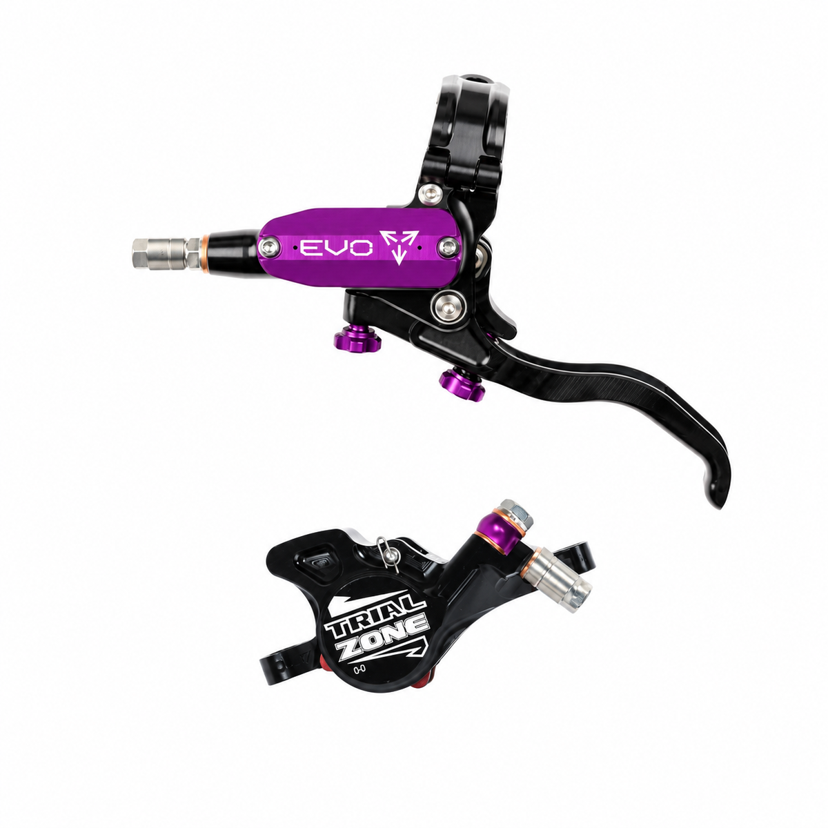 Frein HOPE TECH 4 EVO TRIAL ZONE N9 Violet — levier et étrier sur fond blanc