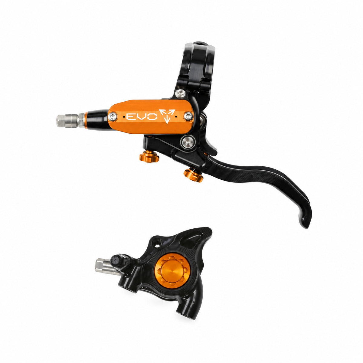 Frein HOPE TECH 4 EVO X2 FM Noir/Orange — levier et étrier sur fond blanc