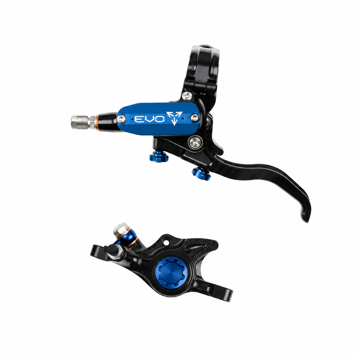 Frein HOPE TECH 4 EVO X2 PM Noir/Bleu — levier et étrier sur fond blanc