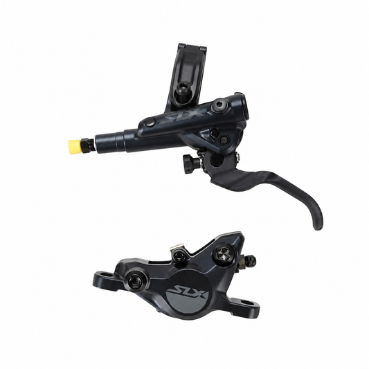 SHIMANO SLX M7100 J-Kit Bremse — Bremshebel und Bremssattel vor weißem Hintergrund