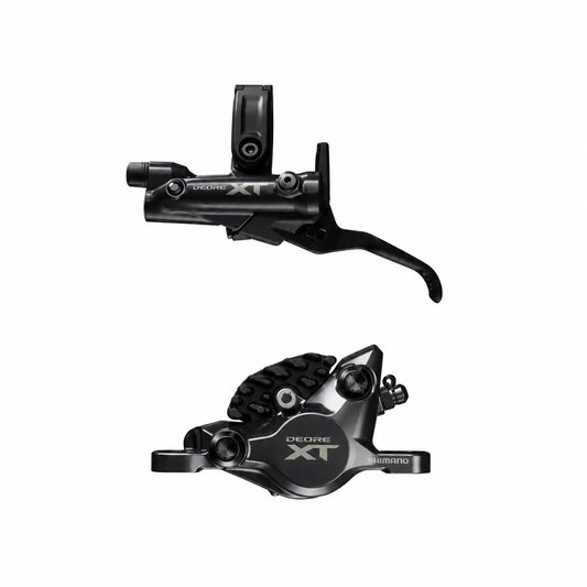 Frein SHIMANO XT M8200 XC 2 Pistons — levier et étrier sur fond blanc