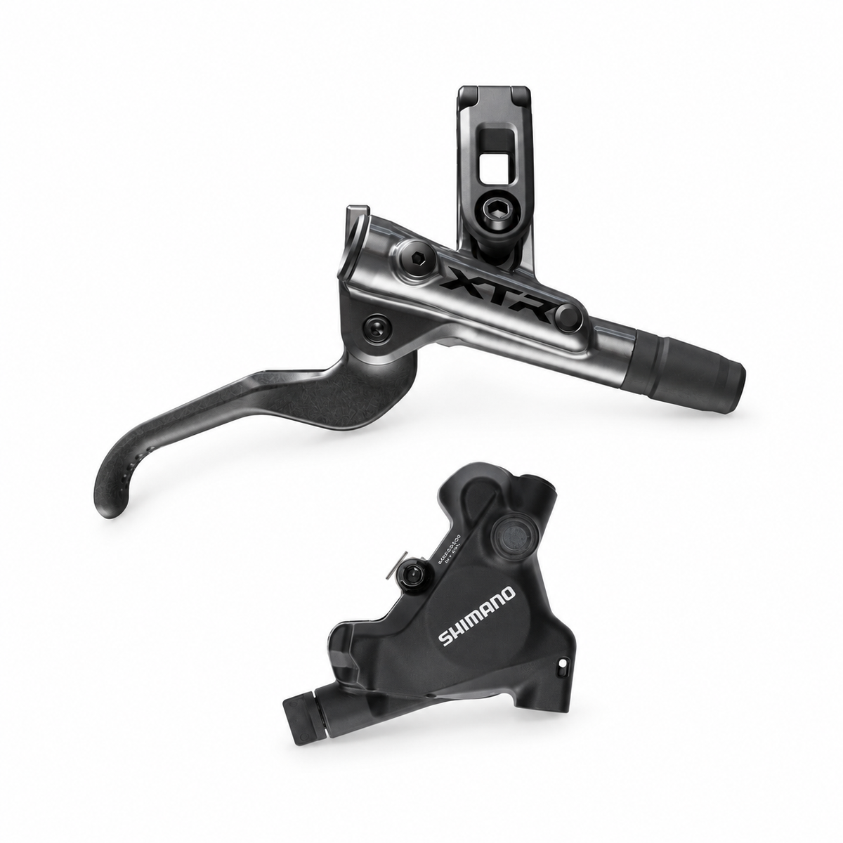 Frein SHIMANO XTR 9200 avec Étrier BR-MT805 FlatMount — levier et étrier sur fond blanc