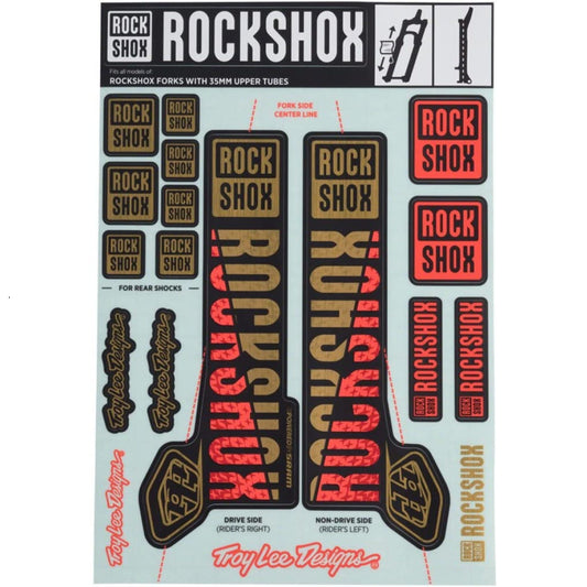 ROCKSHOX TROY LEE DESIGNS Gabel-Aufkleberset 35 mm MY18 für PIKE/LYRIK/YARI/DOMAIN/REVELATION Gold/Orange #00.4318.021.000